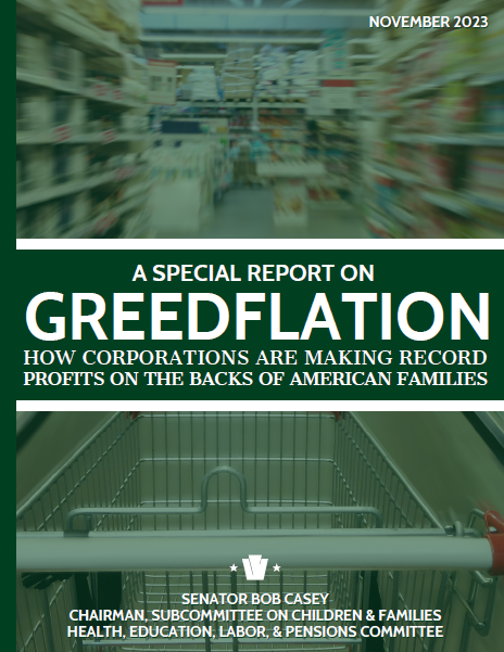 Greedflation Report Cover: 